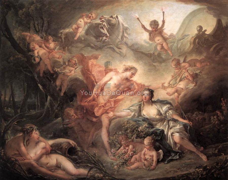 阿波罗在牧羊女面前展现他的神能 - 弗朗索瓦·布歇